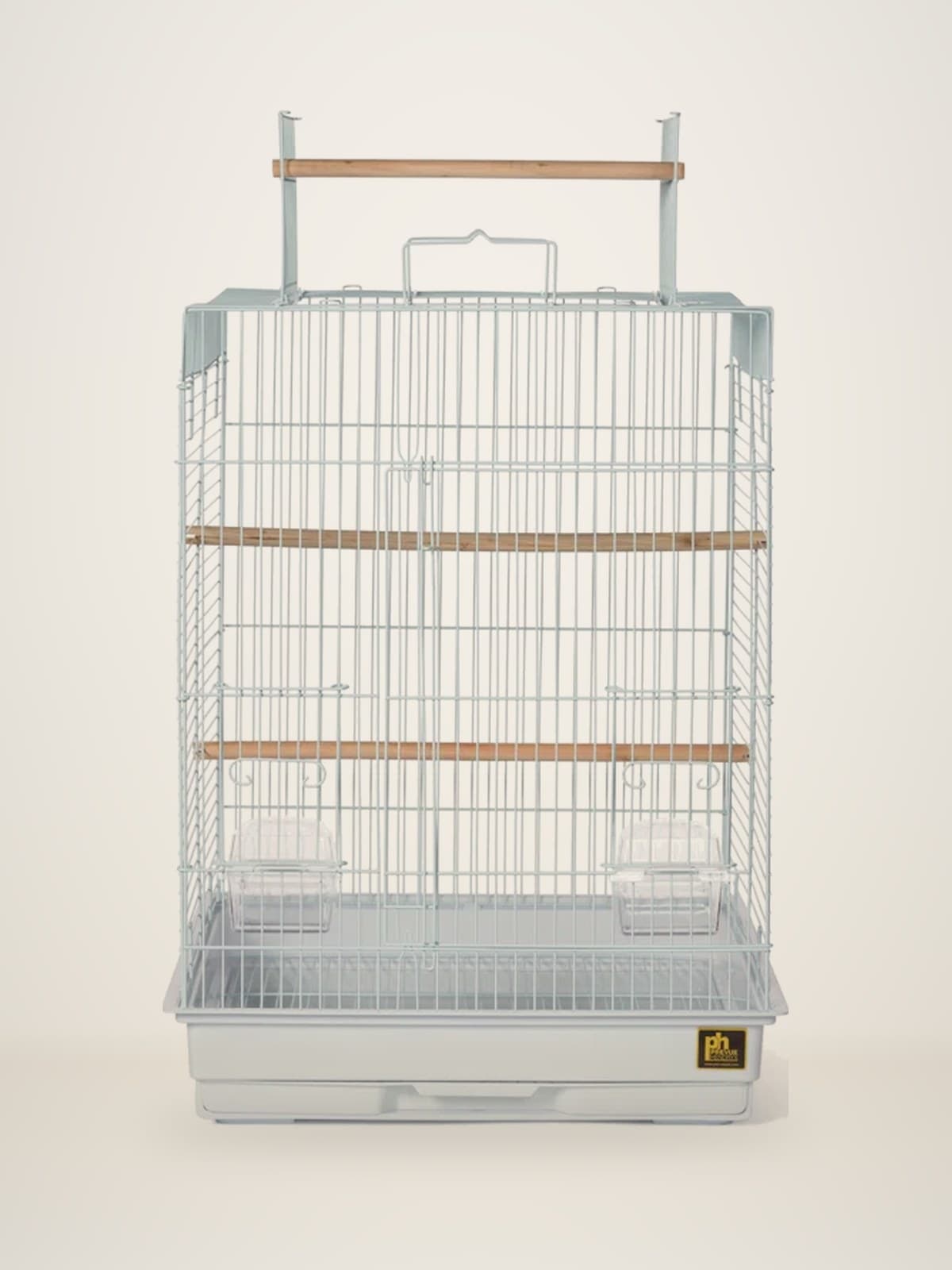 Tweety’s Haven: a white cage with an opening play-top (manufacturer’s photo)