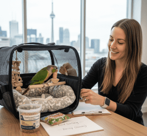 Prepare your pet bird for overnight