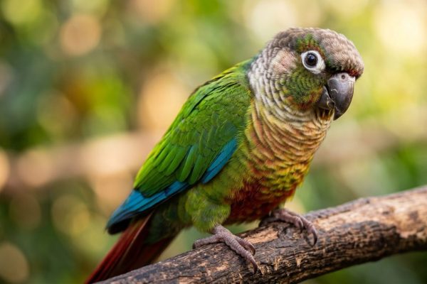 small conure parrot colorful close up friendly bird